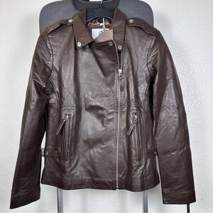 Kyzer Kraft Brown Genuine Leather Jacket Size S